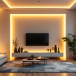 A photograph of a beautifully arranged hardwired led strip installation in a modern living space