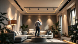 A photograph of a well-lit room showcasing various styles of recessed lighting installations