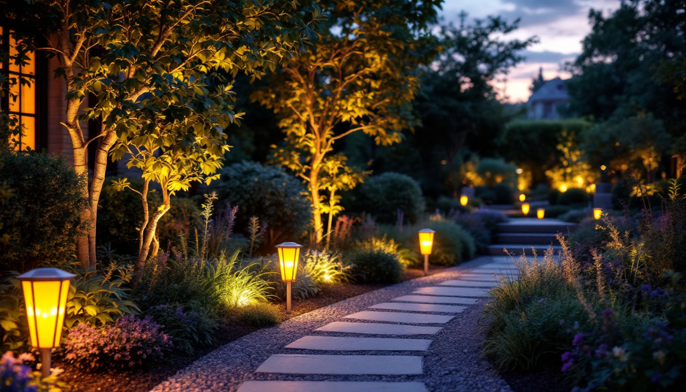 A photograph of a beautifully lit outdoor space at dusk