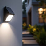 A photograph of a motion sensor led light installed in a modern home setting