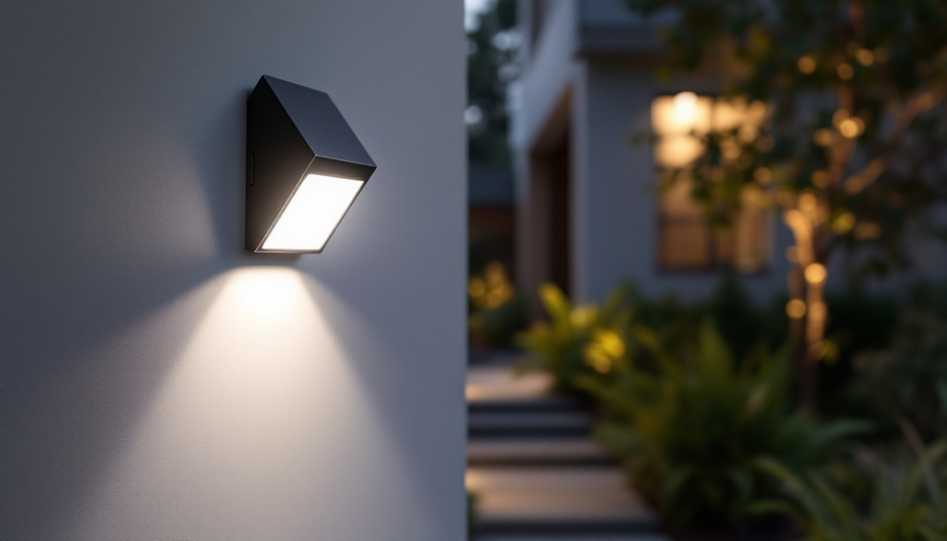 A photograph of a motion sensor led light installed in a modern home setting