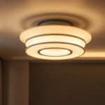 A photograph of a beautifully designed ceiling light fixture that showcases indirect lighting