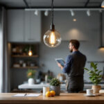 A photograph of a beautifully designed chain hanging light fixture in a modern setting