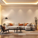 A photograph of a beautifully illuminated room featuring stylish cove lighting