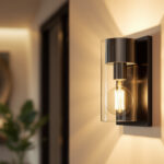 A photograph of a beautifully designed sconce lighting fixture installed in a stylish interior setting