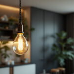 A photograph of a stylish chain pendant lamp elegantly hanging in a well-lit
