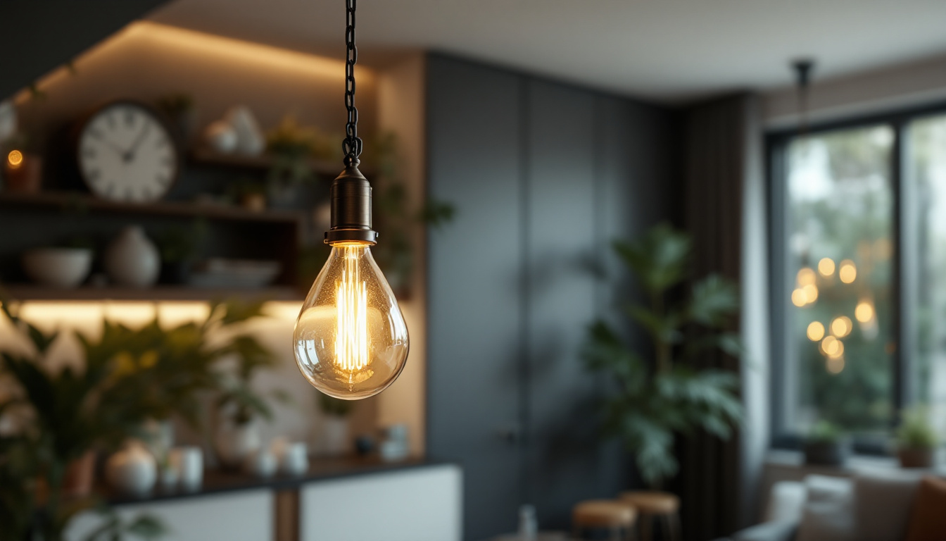 A photograph of a stylish chain pendant lamp elegantly hanging in a well-lit