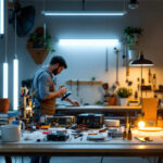A photograph of a well-organized workspace featuring a variety of led strip lights