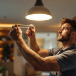 A photograph of a skilled contractor installing a sleek