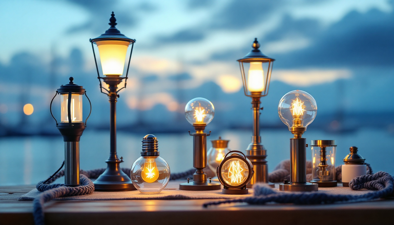 A photograph of a beautifully arranged selection of various sailing lights
