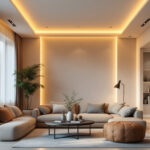 A photograph of a beautifully designed room featuring recessed lighting