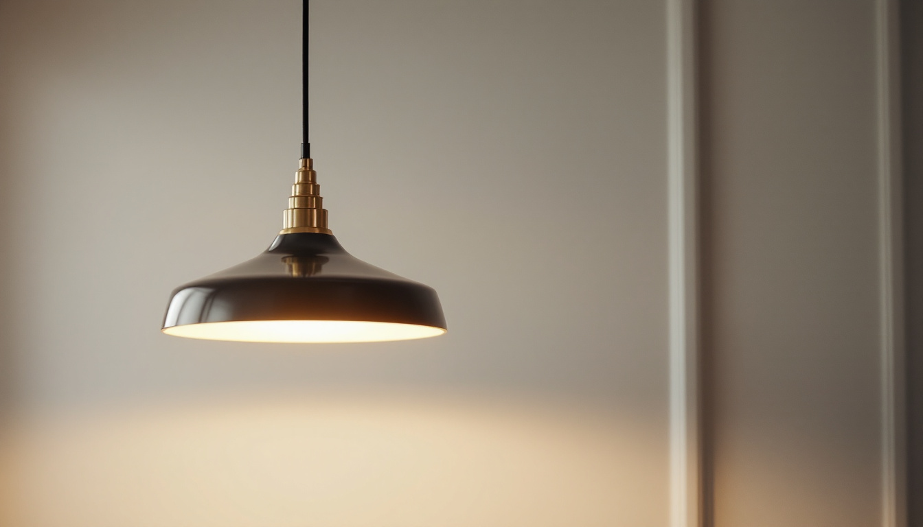 A photograph of a stylishly designed pendant light mounted in a modern setting