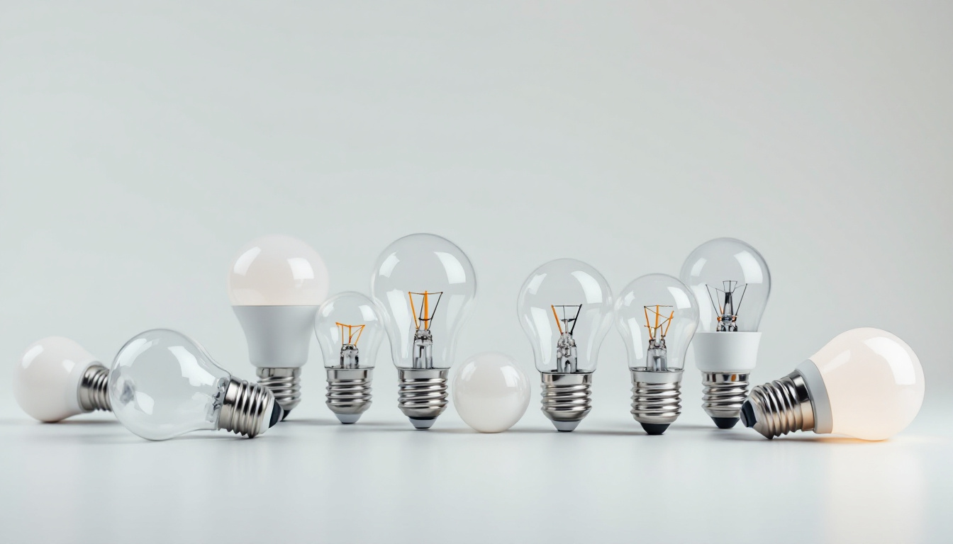 A photograph of a variety of light bulb bases displayed together on a clean