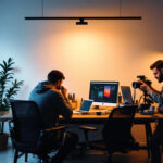 A photograph of a well-lit workspace featuring the access lighting cobra 4 light installed