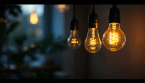 A photograph of a modern can light fixture showcasing a variety of light bulb options