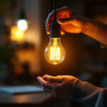 A photograph of a well-lit interior space showcasing a b-type light bulb in use