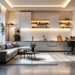 A photograph of a well-lit interior space showcasing the versatility and aesthetic appeal of 4 strip lights