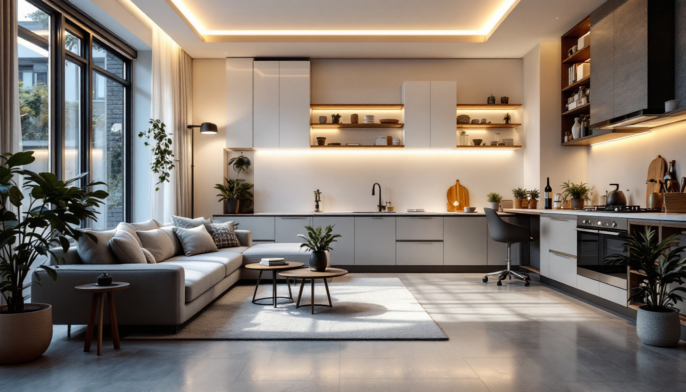 A photograph of a well-lit interior space showcasing the versatility and aesthetic appeal of 4 strip lights
