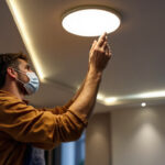 A photograph of a well-lit interior space featuring stylish recessed lighting