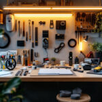 A photograph of a well-organized workspace featuring a variety of led strip kits