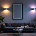 A photograph of a stylishly designed room featuring various led sconces in different styles and placements