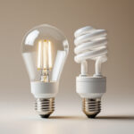 A photograph of a side-by-side comparison of t8 and t12 fluorescent bulbs