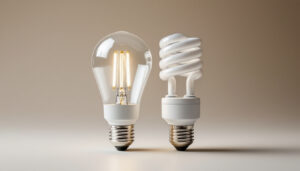 A photograph of a side-by-side comparison of t8 and t12 fluorescent bulbs