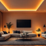 A photograph of a beautifully lit room featuring modern led retrofit recessed can lights