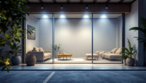 A photograph of a well-lit indoor or outdoor lighting installation showcasing the di-mlv-12v20w in action