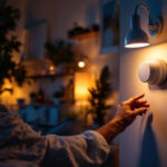 A photograph of a well-designed room featuring various dimmable led lights in action