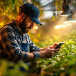 A photograph of a skilled lighting contractor in action