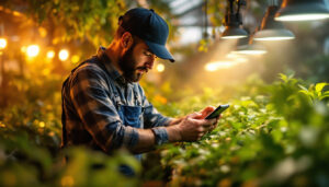 A photograph of a skilled lighting contractor in action