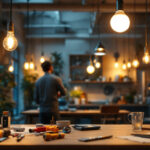 A photograph of a well-lit interior space showcasing eiko light bulbs in various fixtures