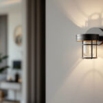 A photograph of a beautifully designed led sconce light fixture installed in a stylish interior setting