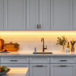 A photograph of a beautifully designed kitchen featuring sleek