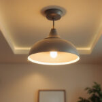 A photograph of a well-designed ceiling light fixture installed in a stylish interior setting