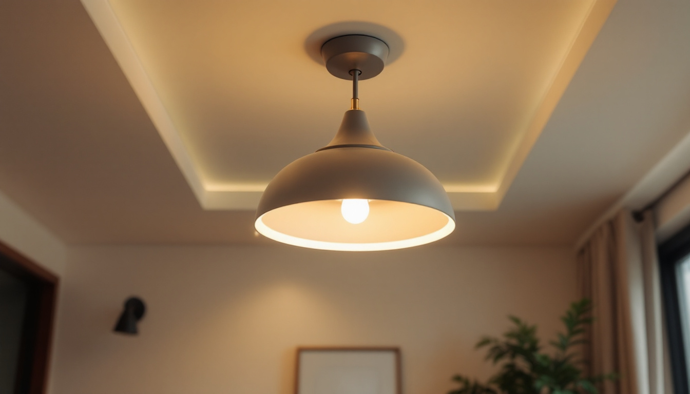 A photograph of a well-designed ceiling light fixture installed in a stylish interior setting