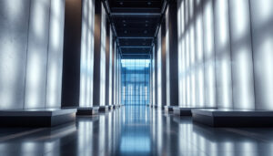 A photograph of a beautifully illuminated architectural space that showcases innovative lighting design