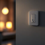 A photograph of a modern electrical outlet with an integrated switch