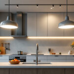 A photograph of a modern kitchen featuring stylish led ceiling lights that illuminate the space effectively