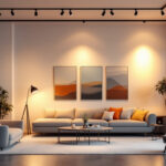 A photograph of a beautifully designed interior space showcasing various styles of track lighting in use