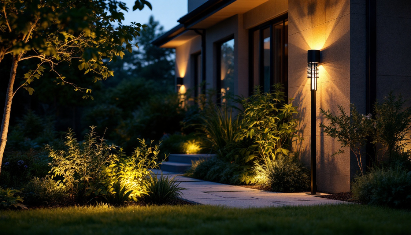A photograph of a modern outdoor lighting installation that showcases innovative design and functionality