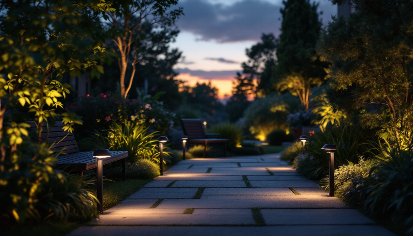 A photograph of a beautifully illuminated outdoor space at dusk