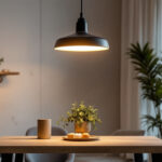 A photograph of a stylishly designed led hanging pendant light in a modern interior setting