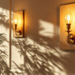 A photograph of a beautifully styled interior space featuring elegant wall sconces