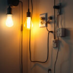 A photograph of a well-lit interior space featuring a variety of wall sockets in use