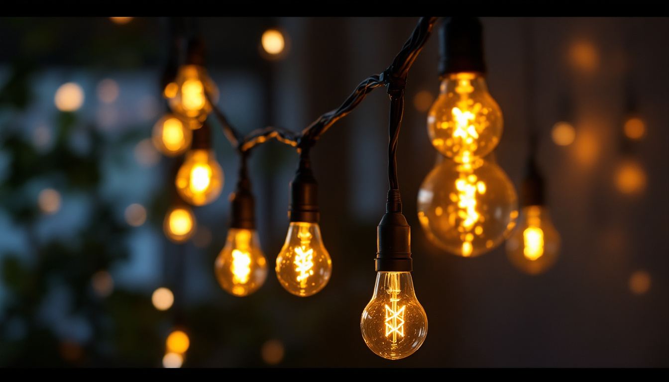A photograph of a beautifully arranged led lamp string in a professional lighting setup
