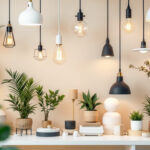 A photograph of a beautifully arranged display of various light fixtures