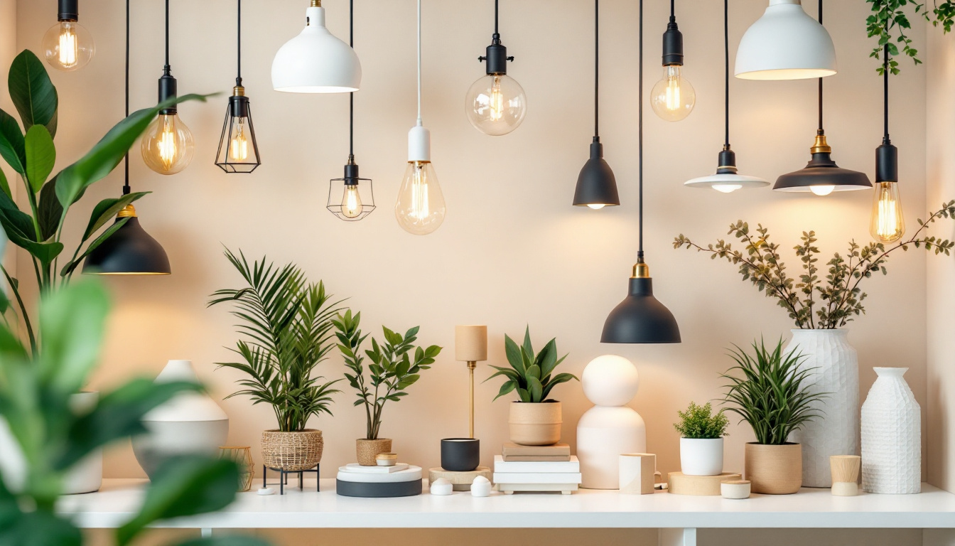 A photograph of a beautifully arranged display of various light fixtures