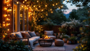 A photograph of a beautifully lit outdoor space showcasing the versatility and ambiance created by led light strands